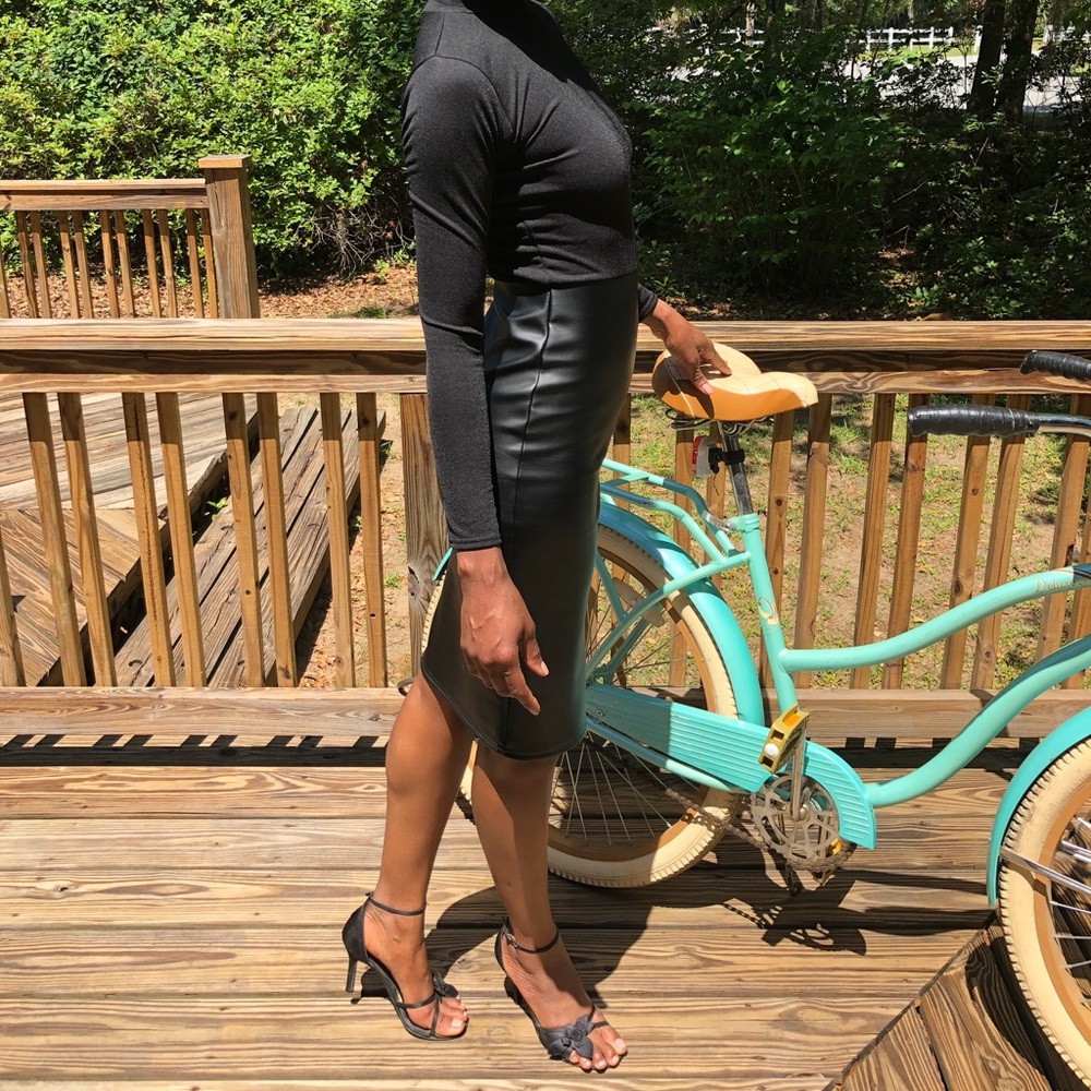 Leatherette Black Dress - Picture 5 of 6